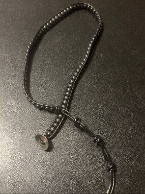 Delicate Black Beaded Leather Wrap Bracelet